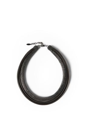 Brunello Cucinelli Leather precious necklace in Black at Nordstrom
