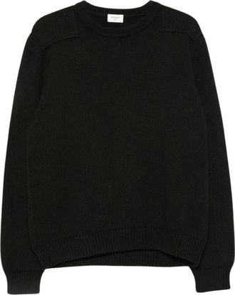 Saint Laurent Trui met ronde hals - Heren - Ronde hals truien - Zwart - L - Katoen - Truien & Vesten