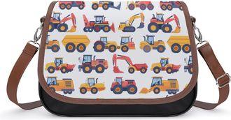 Generic Construction Vehicles Pattern Crossbody Bags for Women Shoulder Messenger Bag Purse Handbags