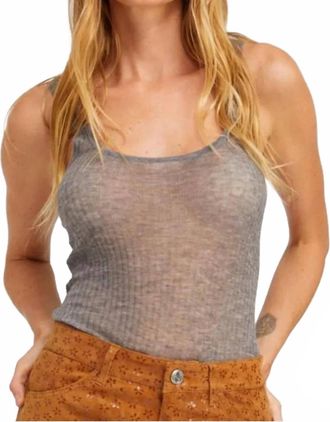 SPRWMN Womens Tissue Scoop Neck Tank Top In Grey