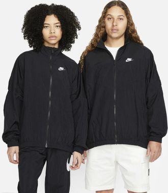 Nike Sportswear Essential Windrunner Jacket Womens Black Woven Full Zip JAX122