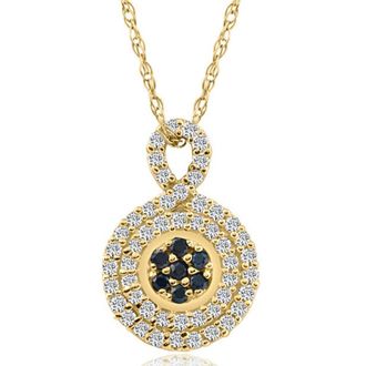 Pompeii3 1/4Ct Sapphire & Natural Diamond Pendant Necklace in White or Yellow Gold 1/2