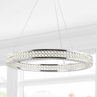 Jonathan Y Designs Benton 24.7 Round Integrated LED Crystal/Metal Pendant
