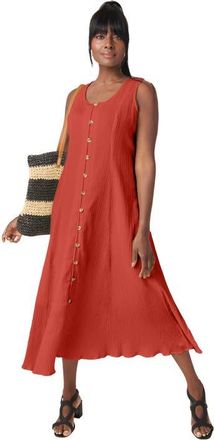 Jessica London Button Down Gauze Dress in Burnt Red at Nordstrom, Size 22