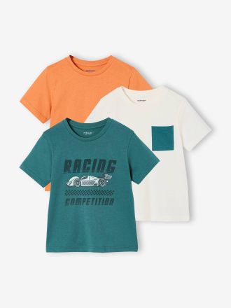 Vertbaudet 3er-Pack T-Shirts Jungen, Recycling-Baumwolle BASIC petrol