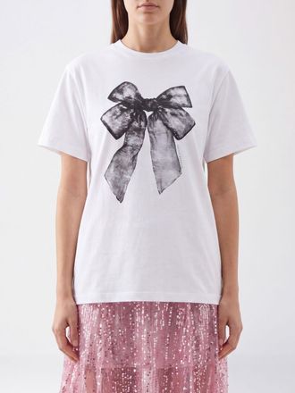 Cecilie Bahnsen Bow Print Short-Sleeved Cotton T-Shirt