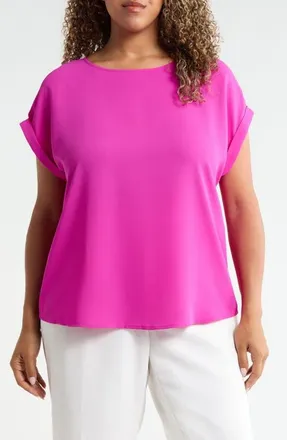 Jones New York Side Button Detail Top in Bright Orchid at Nordstrom, Size 3X