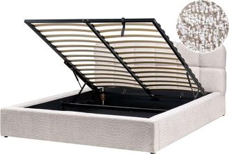 Beliani Cama matrimonial de tejido beige 160x200