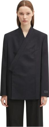 Kenzo Jassen, Dames, Zwart, XS, Wol, Weave Kimono Blazer