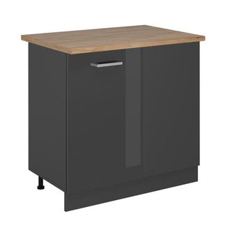 Vicco Armario De Esquina R-line, Antracita Alto Brillo, 86 Cm, Et Roble, Vicco
