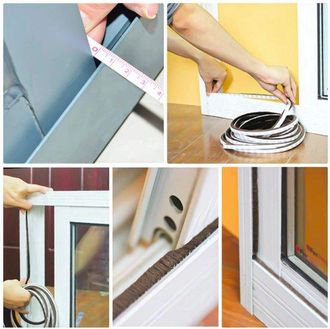 OEM Cepillo Burlete Para Puertas Y Ventanas - Evita Corrientes De Aire - Polipropileno Autoadhesivo - 6 Metros De Longitud - Gris