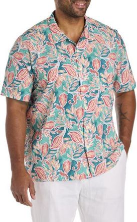 Tommy Bahama Big & Tall Coast Wild Vines IslandZone Sport Shirt in Large Teal at Nordstrom, Size Xx-Large