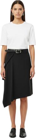 The Attico Black Solid Midi Skirt