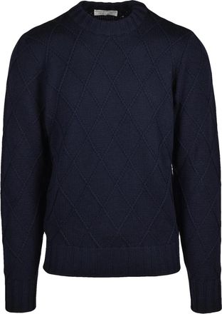 FILIPPO DE LAURENTIIS Cable Knit Sweater with Diamond Pattern and Ribbed Details