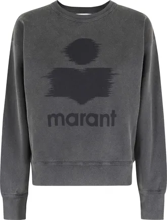 Isabel Marant Gray Mobyli GZ Blurred Logo Crewneck Cotton-Blend Sweatshirt