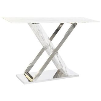 DKD Home Decor Console - Silver/White/Grey - Marble effect - 120x40x75cm