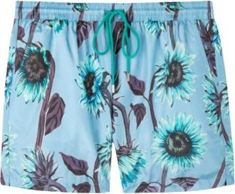 Paul Smith Sunflower Print Zwemshorts - Heren - Strandmode - Blauw - M - Polyester - Badmode