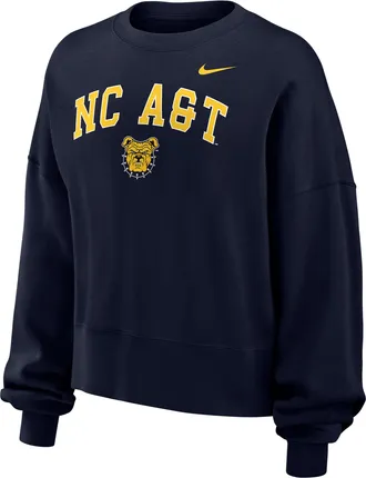 Nike Womens College (North Carolina A&T University) Phoenix Fleece Crewneck Sweatshirt in Blue | W33302NCAT26-NVY
