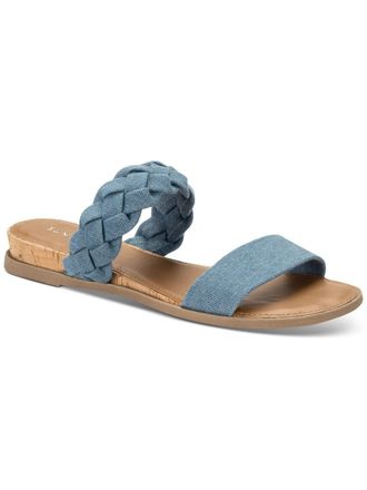 Sun + Stone Easten Slide Womens Blue Braided Strap Slip On Sandals ZPO3842
