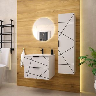 Petits Meubles Conjunto de muebles con lavabo paneles de melamina y mdf blanco
