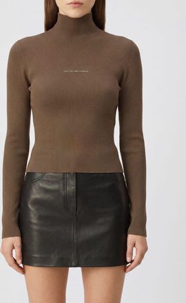 Alexander Wang Top dolcevita a maniche lunghe in jersey a coste con logo
