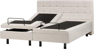 Beliani Cama matrimonial de tejido beige 160x200