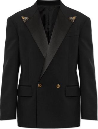 Versace Wolblazer met opgenaaide versieringen - Heren - Blazers - Zwart - M - Wol - Jassen