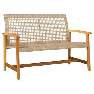 vidaXL Banco De Jard&iacute;n Madera De Acacia Y Rat&aacute;n Pe Beige 112 Cm Vidaxl
