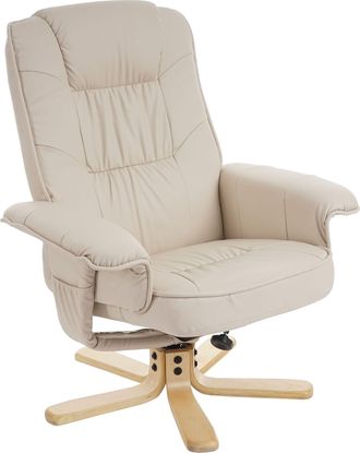 Hhg Hhg - Nunca Usado] Sill&oacute;n Reclinable Sill&oacute;n Tv Sill&oacute;n Sin Taburete M56 Piel Sint&eacute;tica Certificado Mvg, Crema