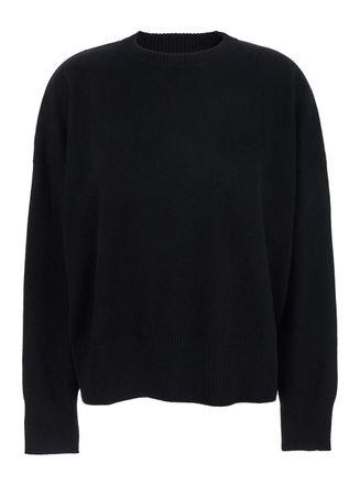 Loulou Studio Black Crewneck Sweater With Ribbed Trims In Cashmere Woman