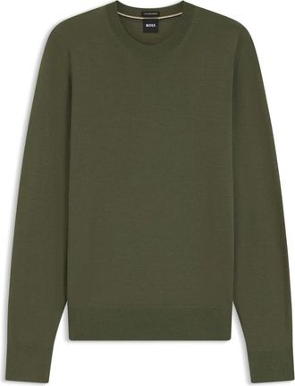 HUGO BOSS Leno Trui - Dames - Ronde hals truien - Groen - XL - Wol - Truien & Vesten