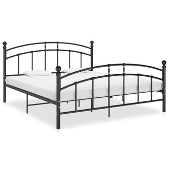 vidaXL Estructura Cama Con Cabecero Sin Colch&oacute;n Metal Negro 160x200 Cm Vidaxl