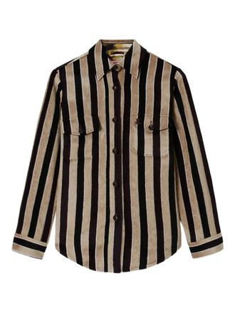 La DoubleJ striped-pattern chest-pocket jacket - women - Viscose/Cotton/Linen/Flax/Polyester - L - Black