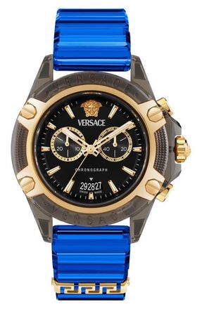 Versace Icon Active Silicone Strap Watch, 44mm in Black at Nordstrom