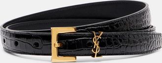Saint Laurent Cassandre croc-effect leather belt