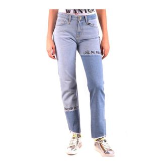 Philipp Plein Slim Fit Jeans, female, Blue, W26, Zip and Button Cotton Jeans with Front and Back Pockets