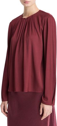 Vince Pleated Neck Silk-Blend Blouse