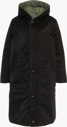 Caalo Reversible Satin Down Coat in Black /Olive at Nordstrom, Size X-Large