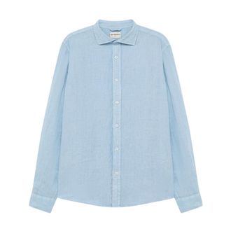 Roy Rogers Casual Shirts, male, Blue, Size: XS Pierce Linen Shirt
