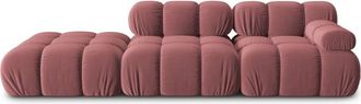MICADONI Modulares 4-Sitzer Design Sofa Bellis mit Ottomane links - Samtbezug