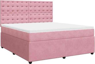 vidaXL Vidaxl - Cama Box Spring Con Colch&oacute;n Terciopelo Rosa 180x200 Cm