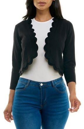Nina Leonard Scalloped Bolero Shrug Sweater in Black at Nordstrom Rack, Size X-Large