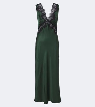 Rixo Lysandra lace-trimmed satin midi dress