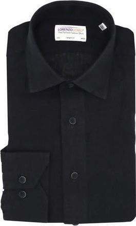 Lorenzo Uomo Solid Linen Trim Fit Dress Shirt in Onyx at Nordstrom Rack, Size 14.5 - 32