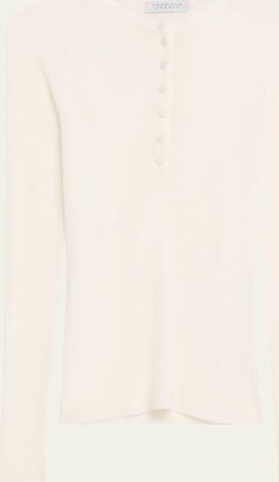 Gabriela Hearst Anges Cashmere Rib Henley Sweater
