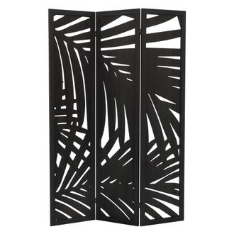 ML Design Ml-design - Biombo Divisorio De 3 Paneles Modelo Sapporo De Madera Color Negro 170 X 121 Cm Separador De Ambientes Plegable Para Interiores, Mampara I