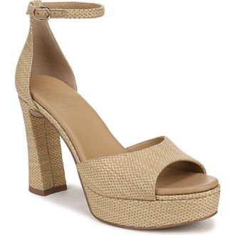 Naturalizer Delphie Ankle Strap Platform Sandal in Natural/Dune Dust Tan at Nordstrom, Size 6.5