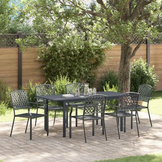 Berkfield Home 7 Piece Garden Dining Set Anthracite Steel