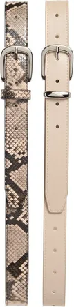 Steve Madden 2-for-1 Assorted Faux Leather Belts in Off White-Taupe at Nordstrom Rack, Size X-Large