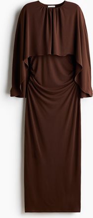 H&M Drapiertes Kleid mit Cape-Detail - Dunkelbraun